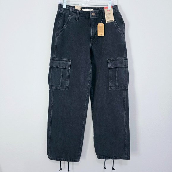 NWT Levi's 94 Baggy Wide Leg Cargo Jeans Black Y2K Size 26